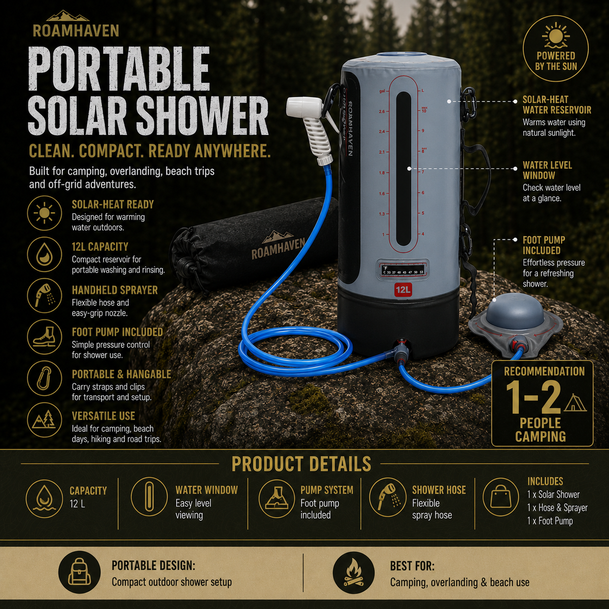Outdoor Solar Shower Bag