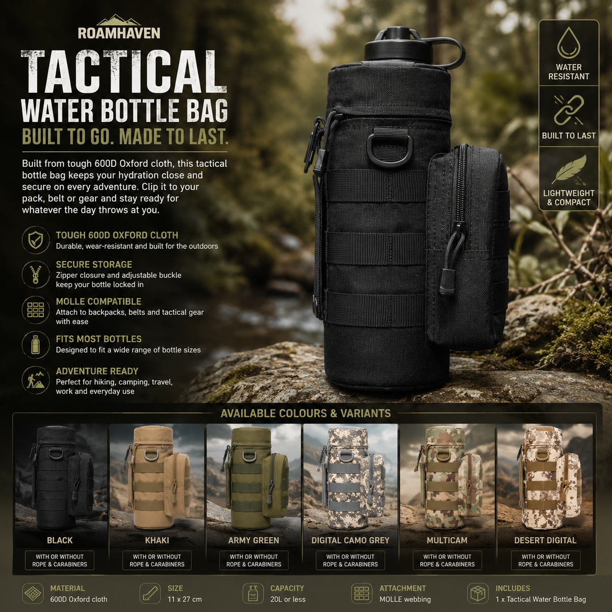 Tactical Camouflage Water Bottle Bag