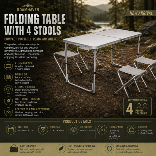 Foldable Camping Table & Stools
