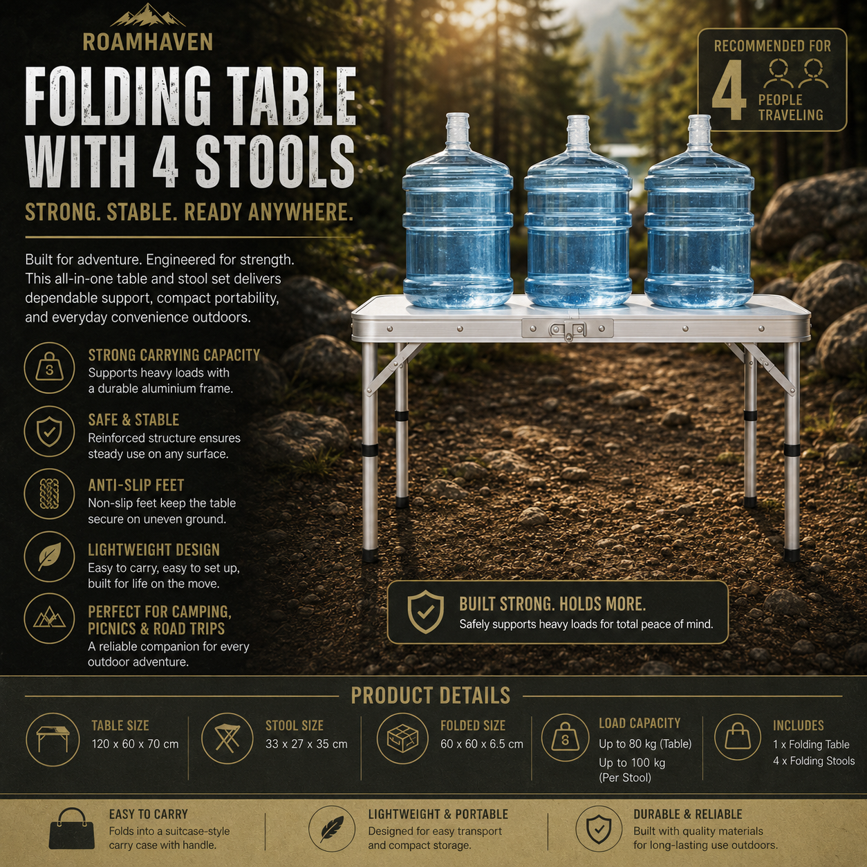 Foldable Camping Table & Stools