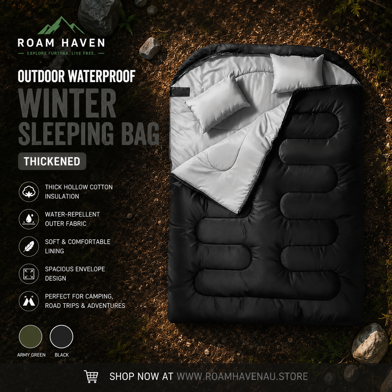 Outdoor Waterproof Winter Sleeping Bag - Thickened