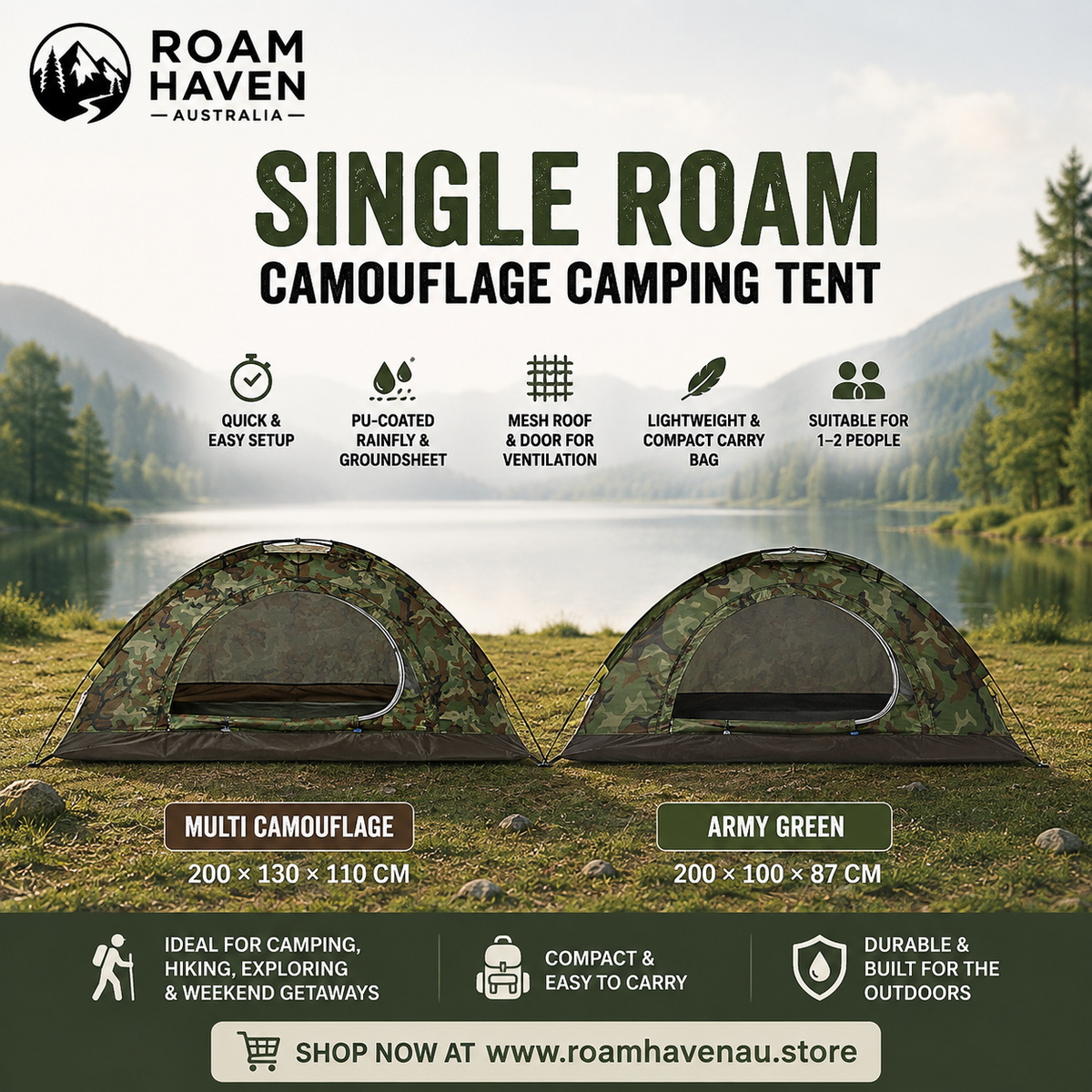Single Roam Camouflage Camping Tent