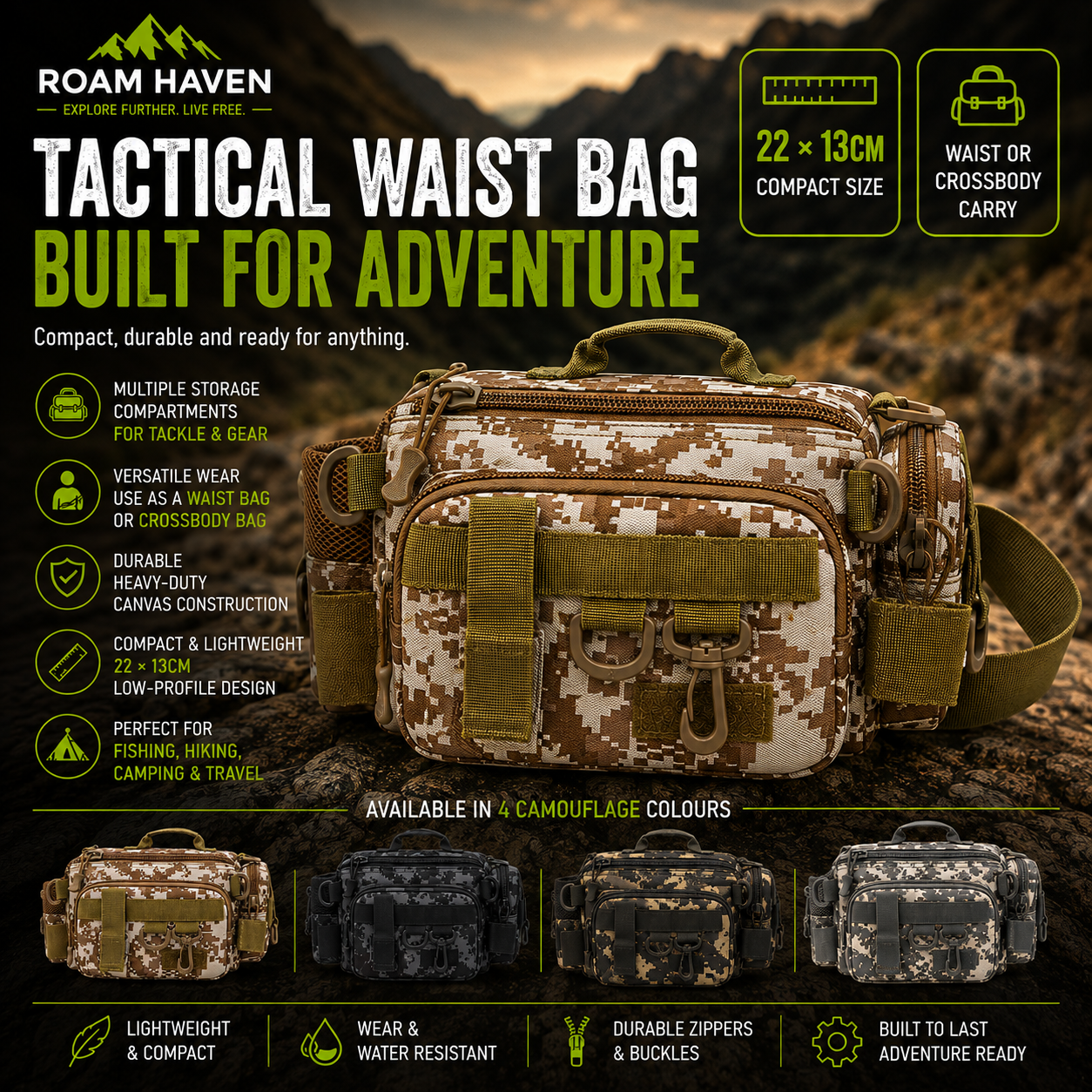 Roam Haven Fishing Pouch Waist Bag