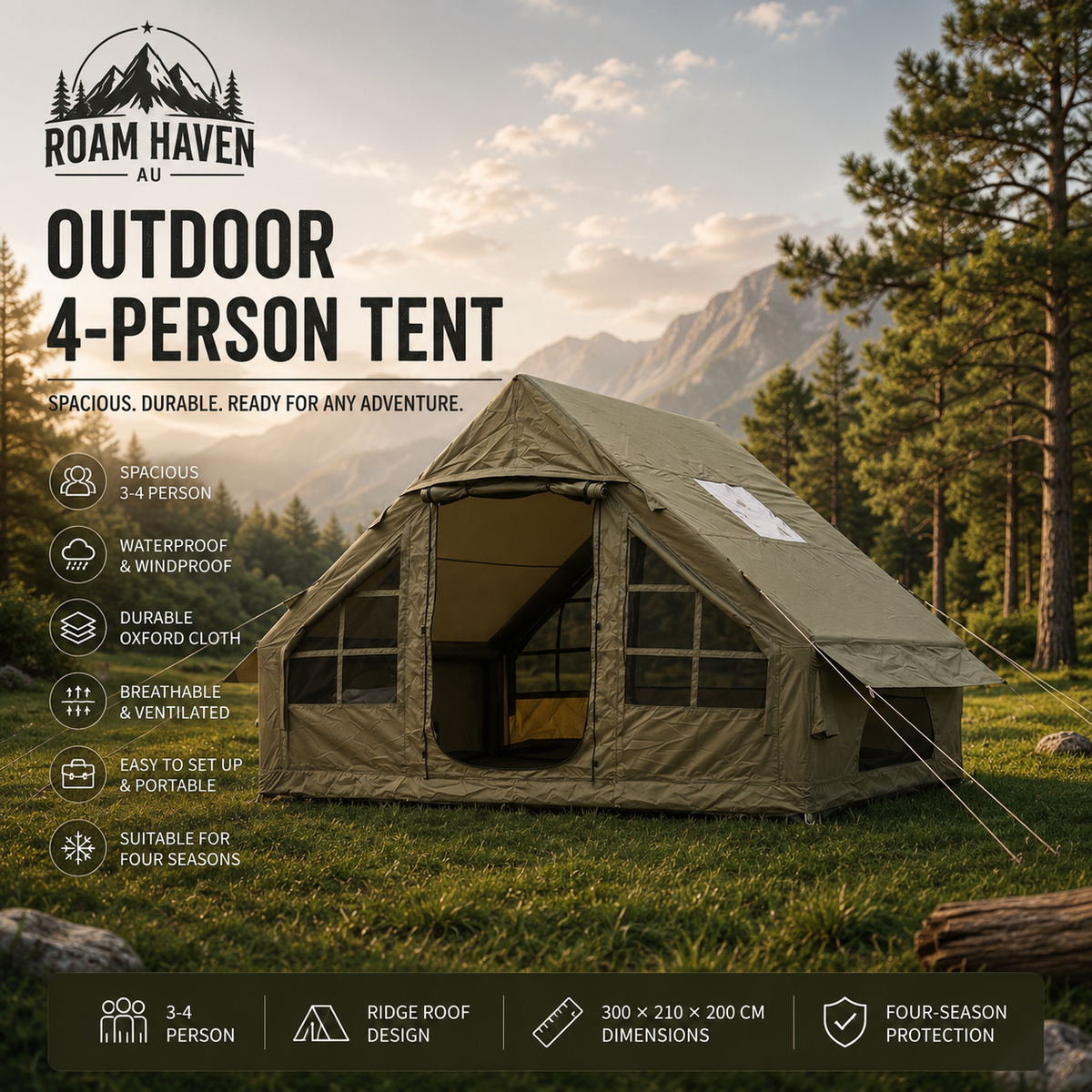 Outdoor 4-Person Camping Tent