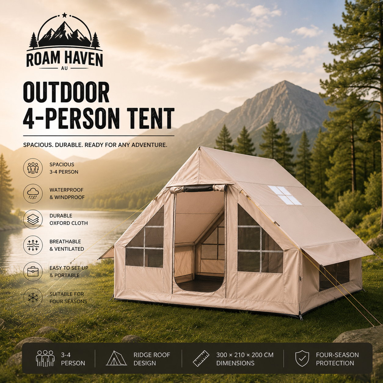 Outdoor 4-Person Camping Tent