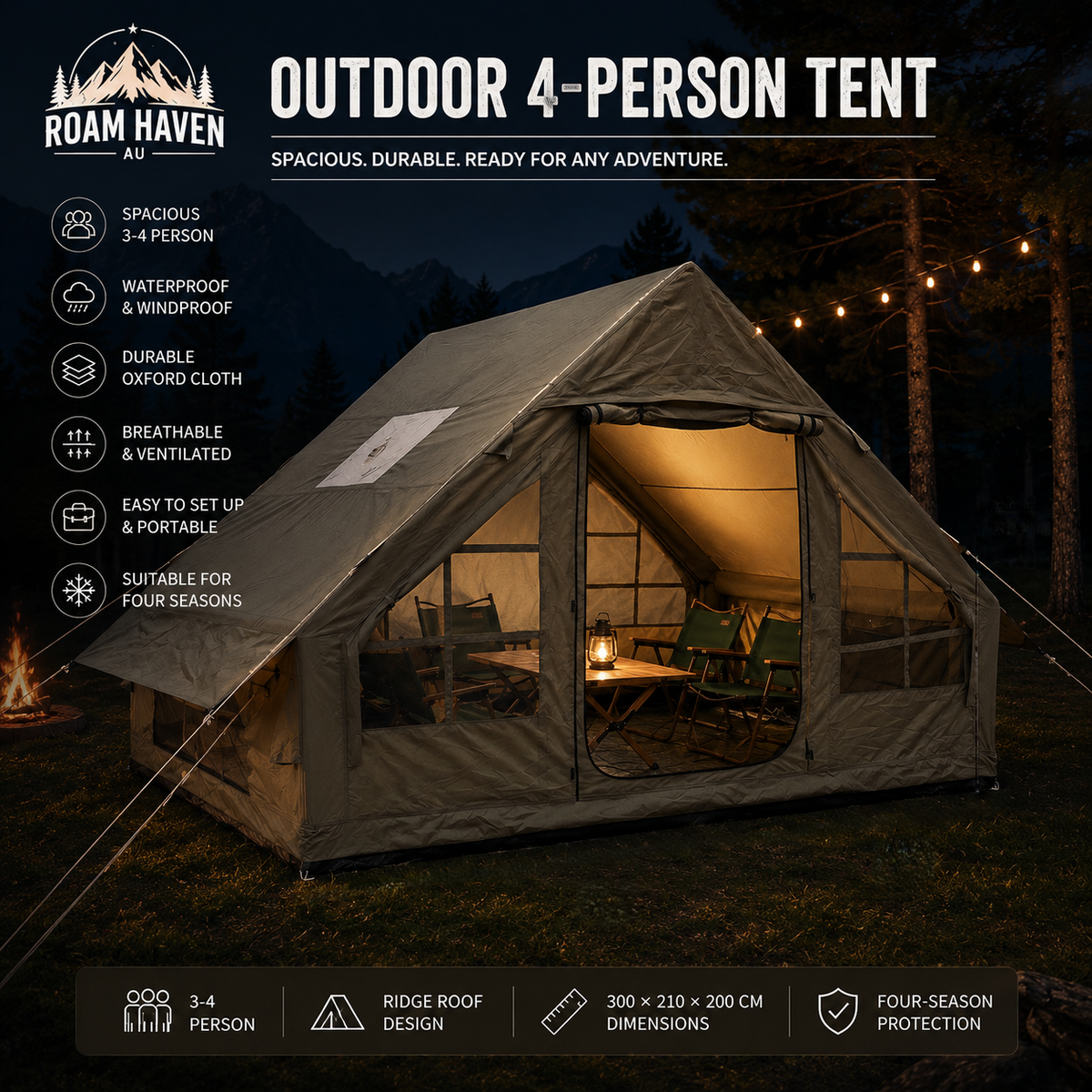Outdoor 4-Person Camping Tent